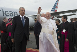Papa Francesco all'aeroporto di Filadelfia