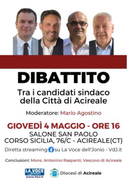 locandina dibattito candidati sindaco Acireale