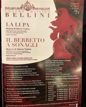 locandina due opere in scena al teatro Bellini