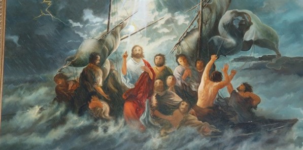 Gesù calma la tempesta nel mare