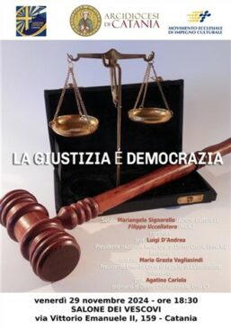 locandina convegno su democrazia e giustizia